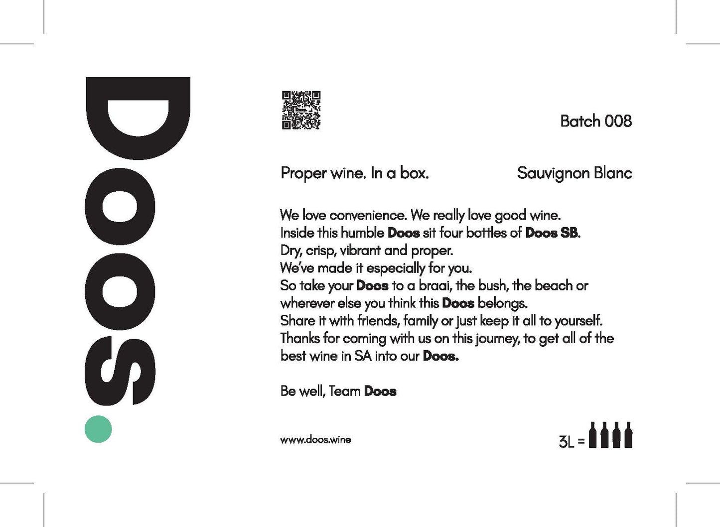 Batch No. 008 - Doos Sauvignon Blanc